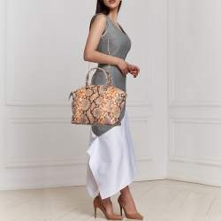 Pre Owned حقبية ساتشل مايكل مايكل كورس جلد نقش ثعبان بيج / بني 