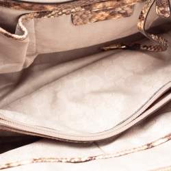 Pre Owned حقبية ساتشل مايكل مايكل كورس جلد نقش ثعبان بيج / بني 