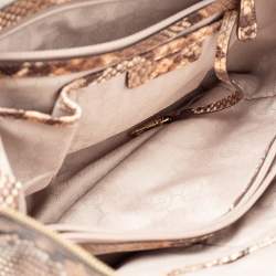 Pre Owned حقبية ساتشل مايكل مايكل كورس جلد نقش ثعبان بيج / بني 