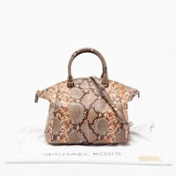 Pre Owned حقبية ساتشل مايكل مايكل كورس جلد نقش ثعبان بيج / بني 