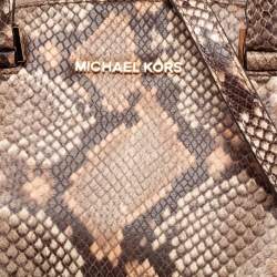 Pre Owned حقبية ساتشل مايكل مايكل كورس جلد نقش ثعبان بيج / بني 