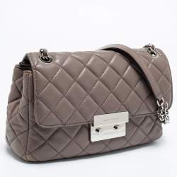 Pre Owned Michael Kors Dark Beige Quilted Leather Sloan Shoulder Bag
