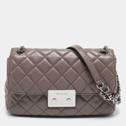 Pre Owned Michael Kors Dark Beige Quilted Leather Sloan Shoulder Bag