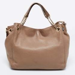 مملوكة مسب قًا MICHAEL Michael Kors Dark Beige Leather Jet Set Chain Shoulder Bag