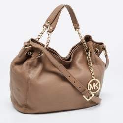 مملوكة مسبقًا MICHAEL Michael Kors Dark Beige Leather Jet Set Chain Shoulder Bag
