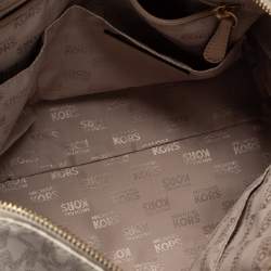 Pre Owned MICHAEL Michael Kors White/Beige Signature Coated Canvas and Leather Grayson Boston Bag