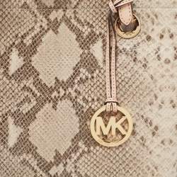 مملوكة مسبقًا MICHAEL Michael Kors Beige Python Embossed Leather Shopper Tote