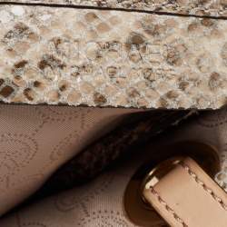 مملوكة مسبقًا MICHAEL Michael Kors Beige Python Embossed Leather Shopper Tote