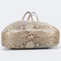 مملوكة مسبقًا MICHAEL Michael Kors Beige Python Embossed Leather Shopper Tote