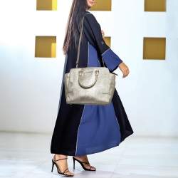 Pre Owned MICHAEL Michael Kors Metallic Gold Lizard Embossed Leather Large Selma Tote