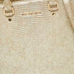 Pre Owned MICHAEL Michael Kors Metallic Gold Lizard Embossed Leather Large Selma Tote