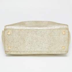 Pre Owned MICHAEL Michael Kors Metallic Gold Lizard Embossed Leather Large Selma Tote