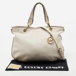 Pre Owned حقيبة يد توتس مايكل مايكل كورس بينيت جلد أبيض مزينة غرز كبيرة