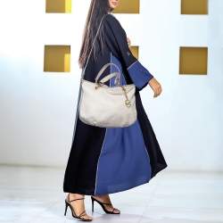 Pre Owned حقيبة يد توتس مايكل مايكل كورس بينيت جلد أبيض مزينة غرز كبيرة