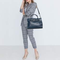 Pre Owned MICHAEL Michael Kors Blue Leather Large Hamilton Satchel