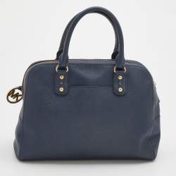 Pre Owned MICHAEL Michael Kors Navy Blue Saffiano Leather Zip Satchel