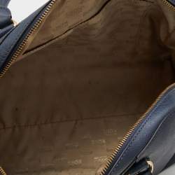 Pre Owned MICHAEL Michael Kors Navy Blue Saffiano Leather Zip Satchel