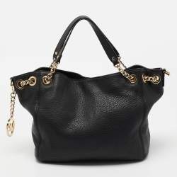 Pre Owned MICHAEL Michael Kors Black Leather Chain Tote
