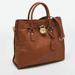 Pre Owned MICHAEL Michael Kors Brown Leather Large Hamilton North South Tote