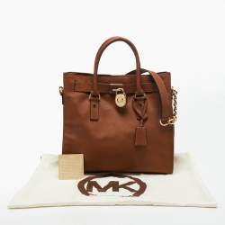 Pre Owned MICHAEL Michael Kors Brown Leather Large Hamilton North South Tote