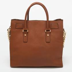 Pre Owned MICHAEL Michael Kors Brown Leather Large Hamilton North South Tote