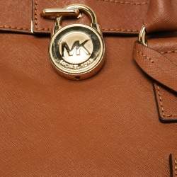 Pre Owned MICHAEL Michael Kors Brown Leather Large Hamilton North South Tote