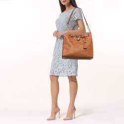 Pre Owned MICHAEL Michael Kors Brown Leather Large Hamilton North South Tote