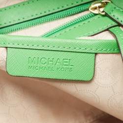 Pre Owned Michael Kors Green Saffiano Leather Large Jet Set Travel Tote