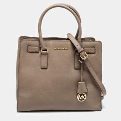 Pre Owned MICHAEL Michael Kors Beige Saffiano Leather Dillon Tote