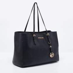 مملوكة مسبقًا MICHAEL Michael Kors Black Saffiano Leather Large Jet Set Travel Tote
