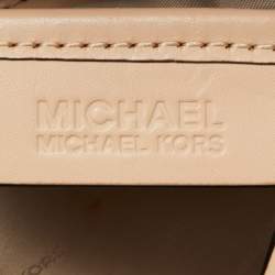 مملوكة مسبقًا MICHAEL Michael Kors White Signature Coated Canvas and Leather Jet Set East West Tote