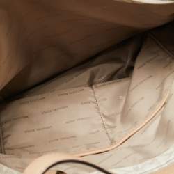 مملوكة مسبقًا MICHAEL Michael Kors White Signature Coated Canvas and Leather Jet Set East West Tote