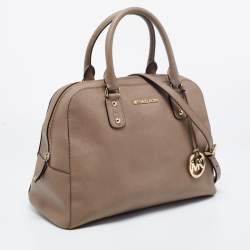 مملوكة مسبقًا Michael Kors Dark Beige Saffiano Leather Large Cindy Dome Satchel