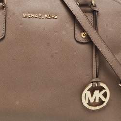 مملوكة مسبقًا Michael Kors Dark Beige Saffiano Leather Large Cindy Dome Satchel