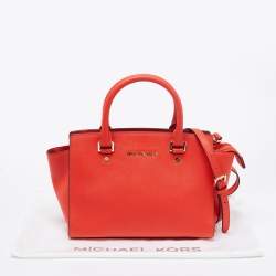 Pre Owned MICHAEL Michael Kors Orange Leather Medium Selma Satchel