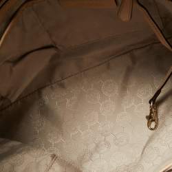 مملوكة مسبقًا حقيبة يد توتس مايكل كورس جيت ست جلد وكانفاس مقوى بشعار الماركة بيج/بني متوسطة  