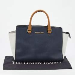 Pre Owned MICHAEL Michael Kors Tri Color Leather Large Selma Satchel