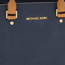Pre Owned MICHAEL Michael Kors Tri Color Leather Large Selma Satchel