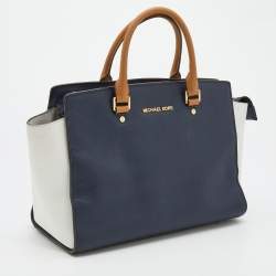 Pre Owned MICHAEL Michael Kors Tri Color Leather Large Selma Satchel