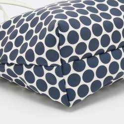 Pre Owned MICHAEL Michael Kors Blue/White Polka Dot Coated Canvas Small Travel Tote