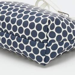 Pre Owned MICHAEL Michael Kors Blue/White Polka Dot Coated Canvas Small Travel Tote