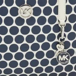 Pre Owned MICHAEL Michael Kors Blue/White Polka Dot Coated Canvas Small Travel Tote