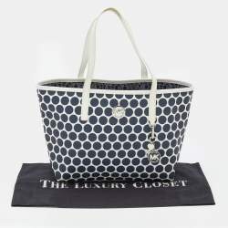Pre Owned MICHAEL Michael Kors Blue/White Polka Dot Coated Canvas Small Travel Tote