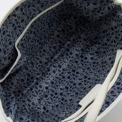 Pre Owned MICHAEL Michael Kors Blue/White Polka Dot Coated Canvas Small Travel Tote