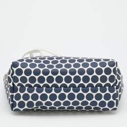 Pre Owned MICHAEL Michael Kors Blue/White Polka Dot Coated Canvas Small Travel Tote