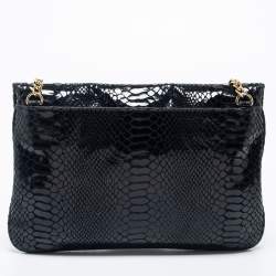 مملوكة مسبقًا MICHAEL Michael Kors Black Python Embossed  Leather Turnlock Crossbody Bag
