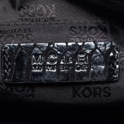 مملوكة مسبقًا MICHAEL Michael Kors Black Python Embossed  Leather Turnlock Crossbody Bag