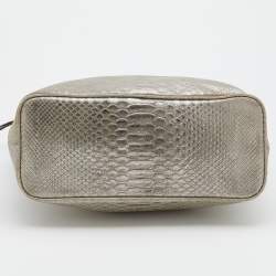 MICHAEL Michael Kors Metallic Silver Python Embossed Leather Frankie Drawstring Bag