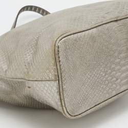 MICHAEL Michael Kors Metallic Silver Python Embossed Leather Frankie Drawstring Bag