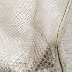 MICHAEL Michael Kors Metallic Silver Python Embossed Leather Frankie Drawstring Bag